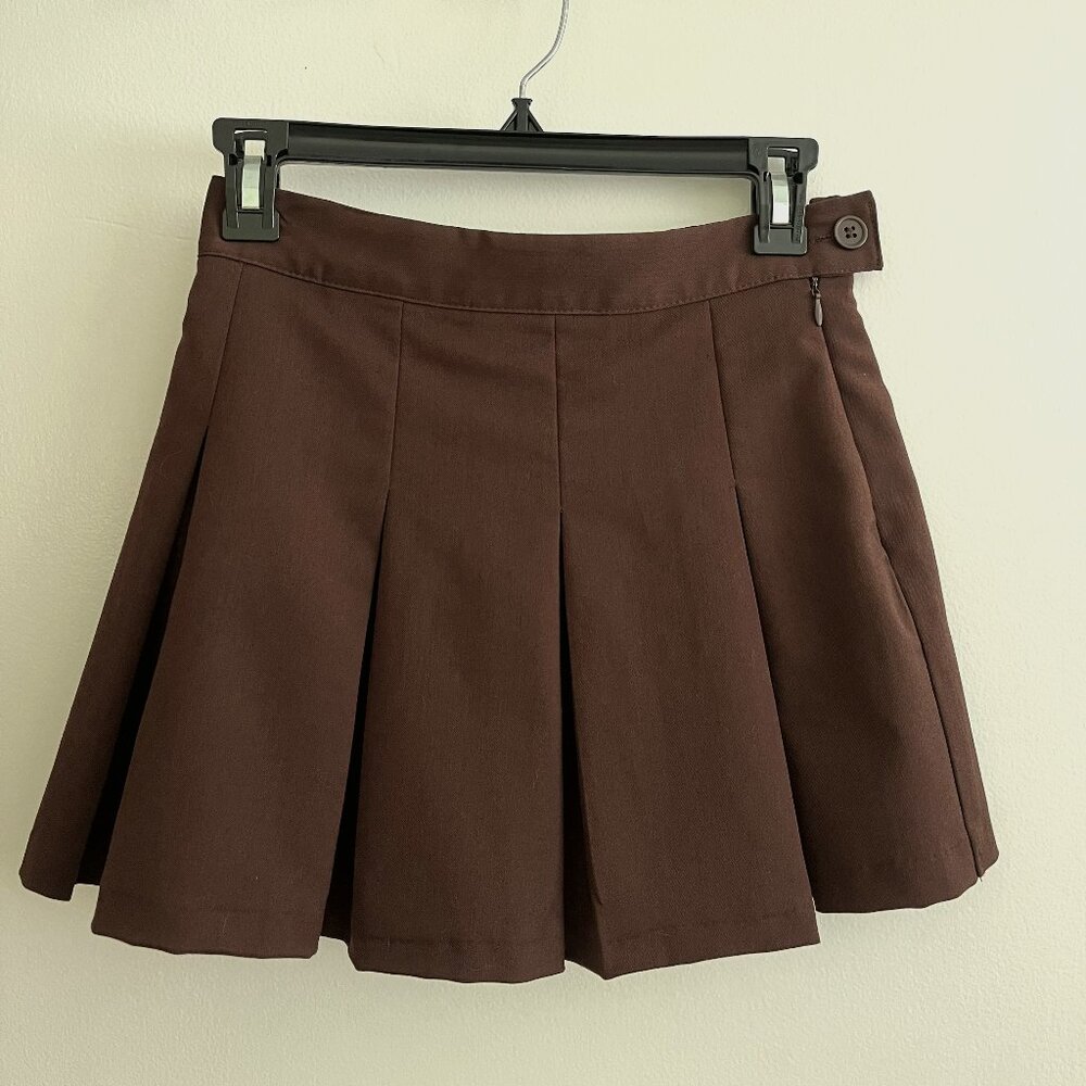 H&M Pleated Mini Skirt (Brown)